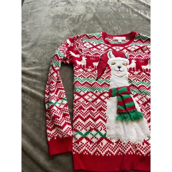 Ugly Christmas Sweater Size M Medium Jolly Sweaters Red Green White‎ Llama - Picture 2 of 5